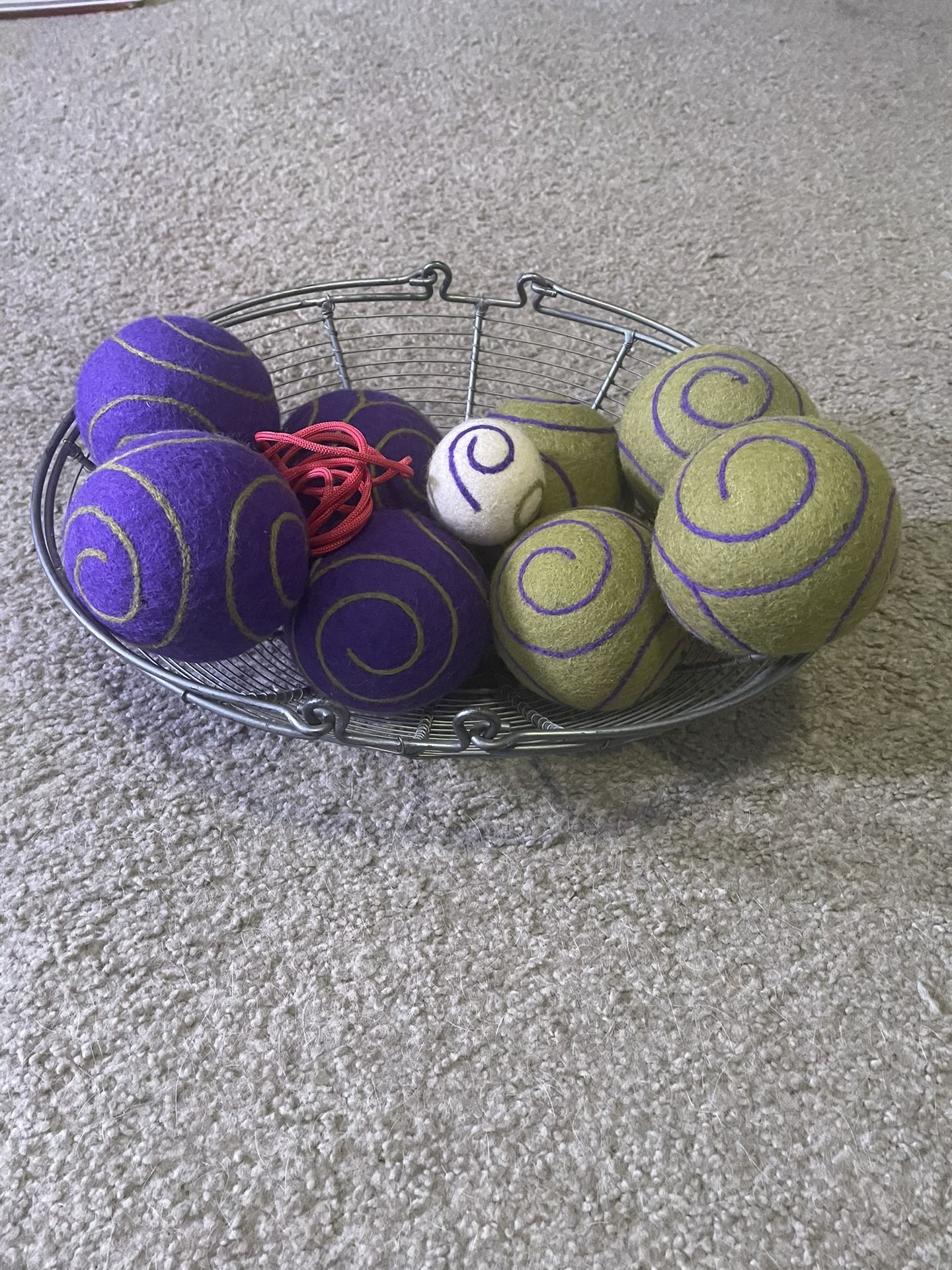 Indoor Bocce Ball Set with Basket – Soft Felt Balls, Good Condition