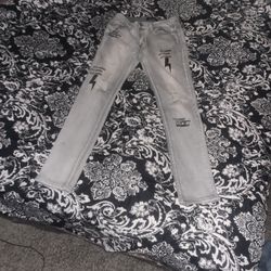 Faded Gray Ripped Jeans