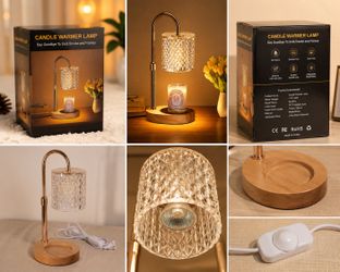Candle Warmer Lamp with Crystal Shade – Flameless Wax & Jar Candle Warmer, New