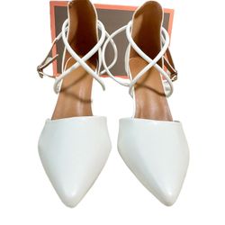 Shein White Crisscross Stilleto Pumps - Size 7.5/8 (us) and 39 (canada)