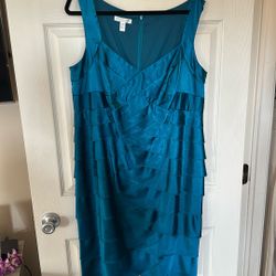 16W Turquoise Satin Dress