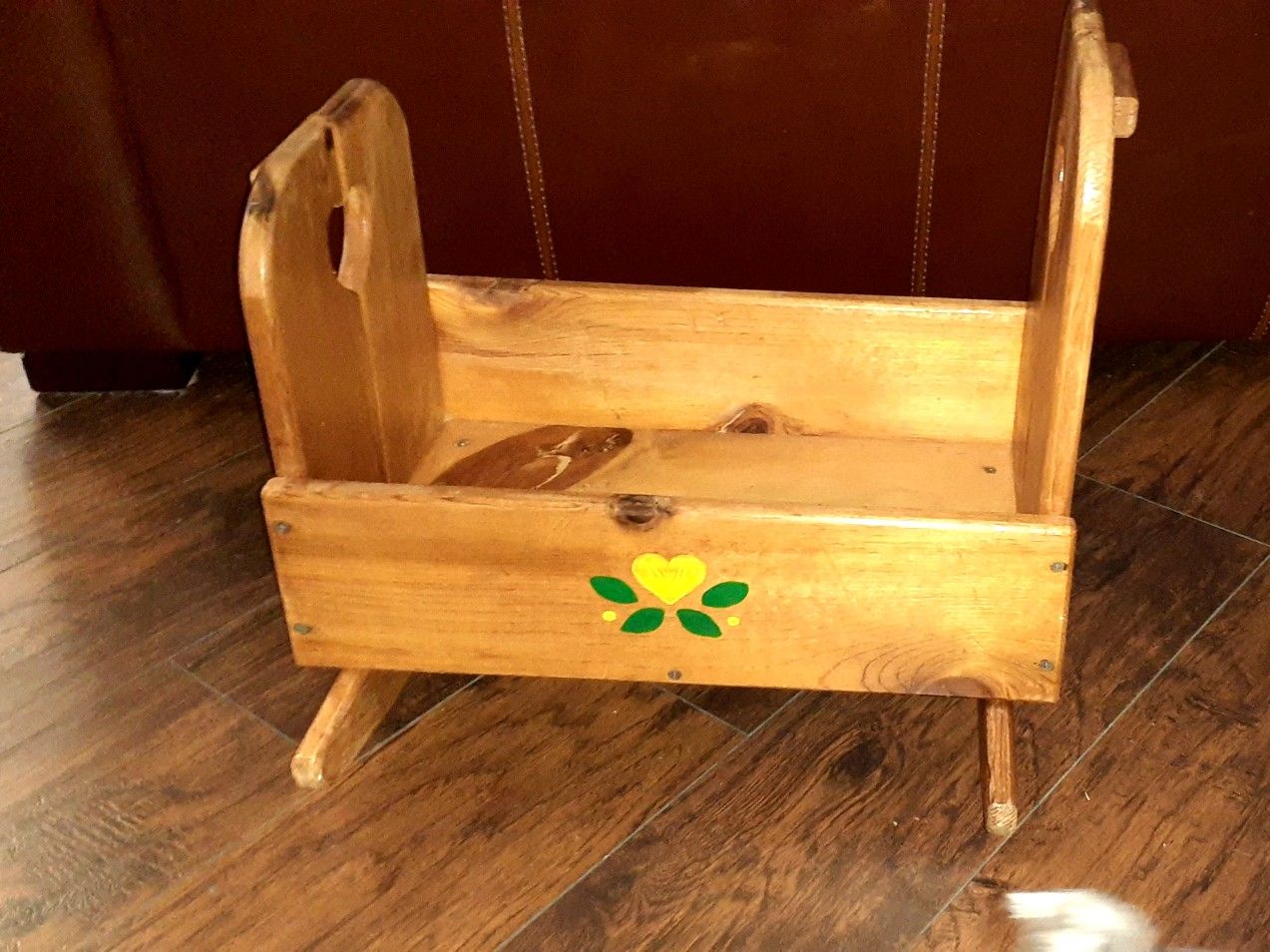 Solid wood baby doll cradle