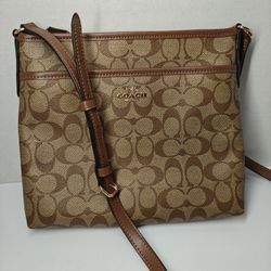Coach Signature File Crossbody Bag in coated canvas and leather