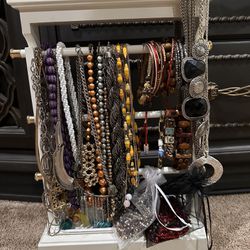 Vintage Jewelry Lot Including Stand