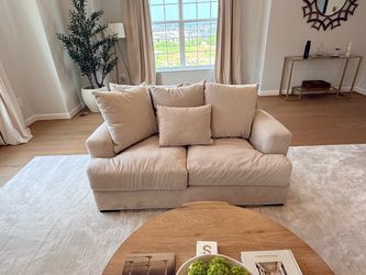 Like New Cream/Tan Velvet Loveseat Couch