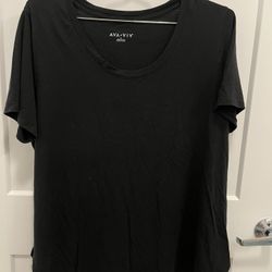 Ava & Viv Ladies Short Sleeve Shirt - Size 1X - Great Shape - Black 
