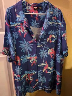 2XL Marvel Spider-Man Tropical Short Sleeve Butyon-Down Shirt