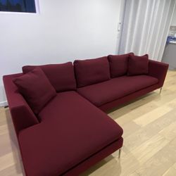 BB Italia Sectional Sofa with chaise (Burgundy color)