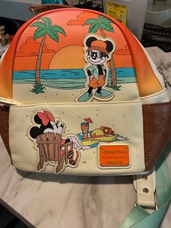 Loungefly Disney Parks Mickey Minnie Beach Mini Backpack