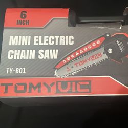 TomyVic 6 IN Mini Electric Chain Saw With Extra Chain Battery Included 