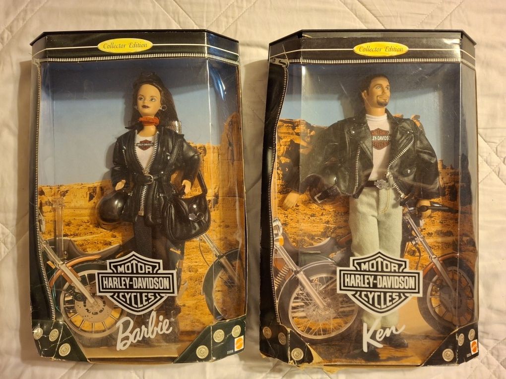 Mattel Lot Of 2 Barbie/Ken Harley Davidson Dolls VGC In Old Boxes 22255, 22256