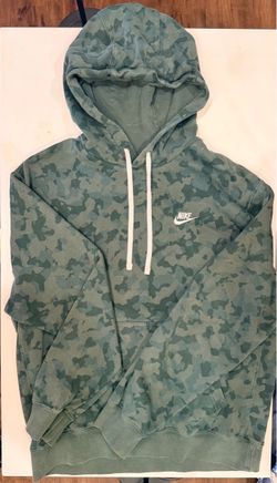 Nike Nike Green Camo Pullover Hoodie with White Logo $16