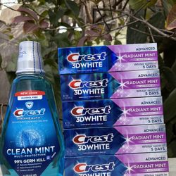 Crest 3D White toothpaste,mouthwash 