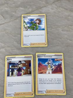 Trainer Supporter Cards, Avery, Karen’s Conviction, And Honey.