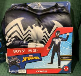 New Spiderman Venom boys size 8 padded jumpsuit costume with soft fabric mask