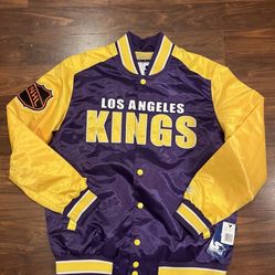 Los Angeles LA Kings NHL Starter Satin Jacket Men’s Purple Gold Size Small , XL ,2XL