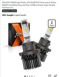 SEALIGHT 9008 Light Bulbs, H13 40,000LM Powersports Bulbs, 6500K Cool White Plug and Play, CANBus Ready, Super Bright, h13 Pack of 2