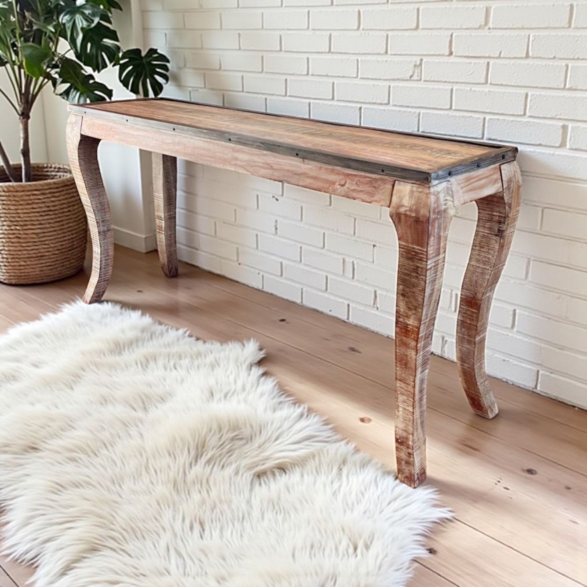 Beautiful Refinished Wood Console Table 