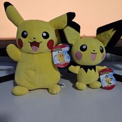 Pokémon Center Pikachu Pichu Evolution 2-Pack Plush Set Jazwares New With Tags
