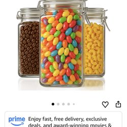 $15, Stock Your Home 78 oz Large Glass Storage Containers With Airtight Clamp Lids, Set of 3 Hinge-Top Food Storage