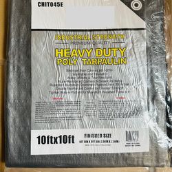 Heavy Duty Waterproof Poly Tarp 10 ft x 10 ft – Outdoor Cover