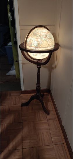 Illuminated 12" Globe With Wood Base