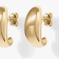 12 Pairs PAVOI 14K Gold Plated Sterling Silver Post Huggie Earrings | Gold Dome Huggie Hoop Earrings for Women

