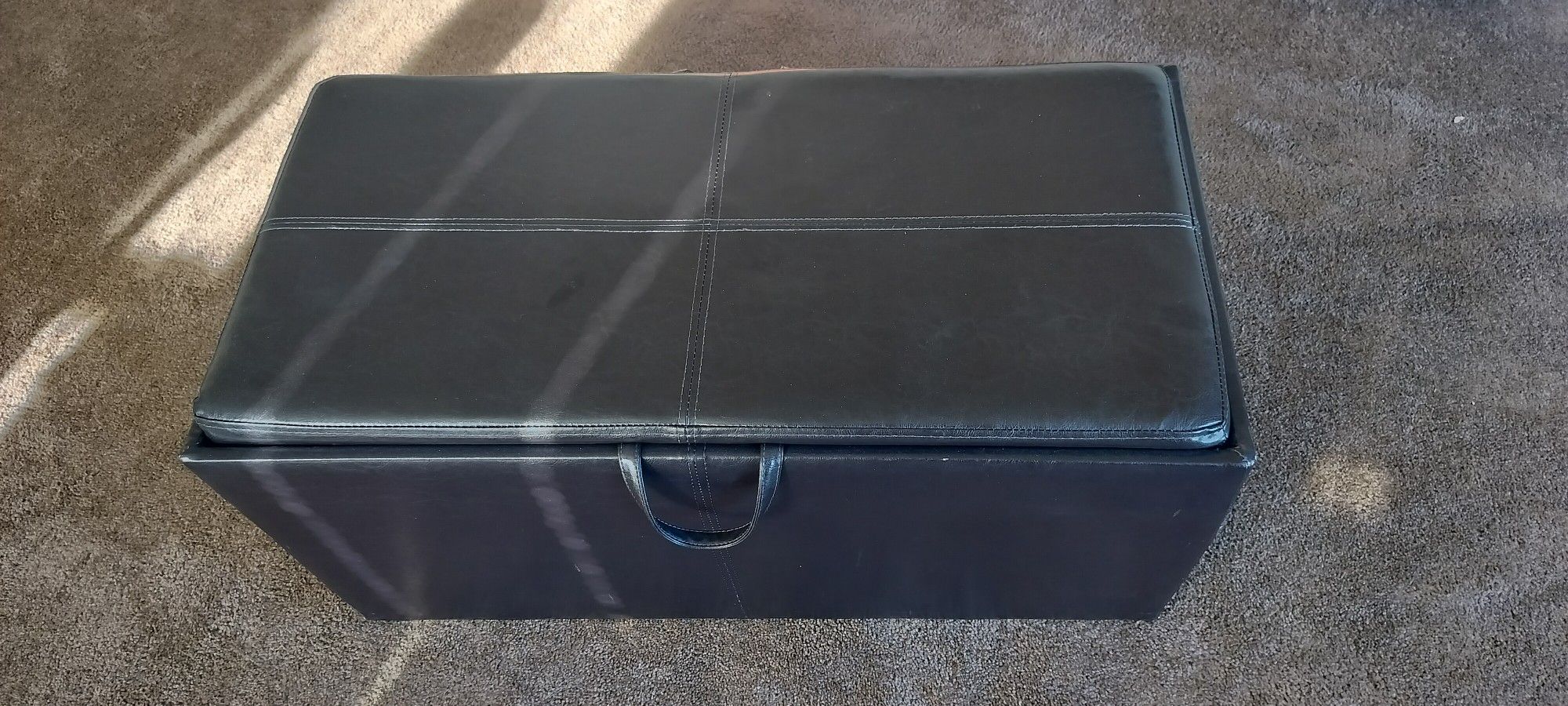 Brown Faux leather Storage Ottoman