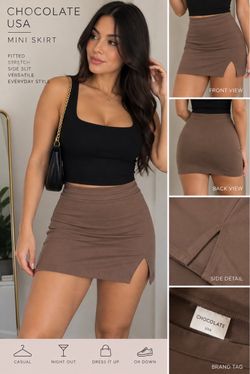 Chocolate USA Mini Skirt with Side Slit