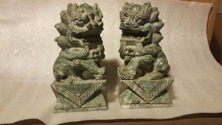 Gorgeous Set of vintage Jade Foo dogs