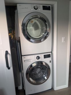 Large LG Smart Stackable Washer Dryer Set | Electric (240V) & Vented | White