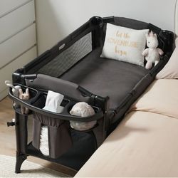 4-IN-1 Bassinet Bedside Sleeper, Playpen, Baby Crib, Baby Changing Station, Pack n Play with FREE Mattress