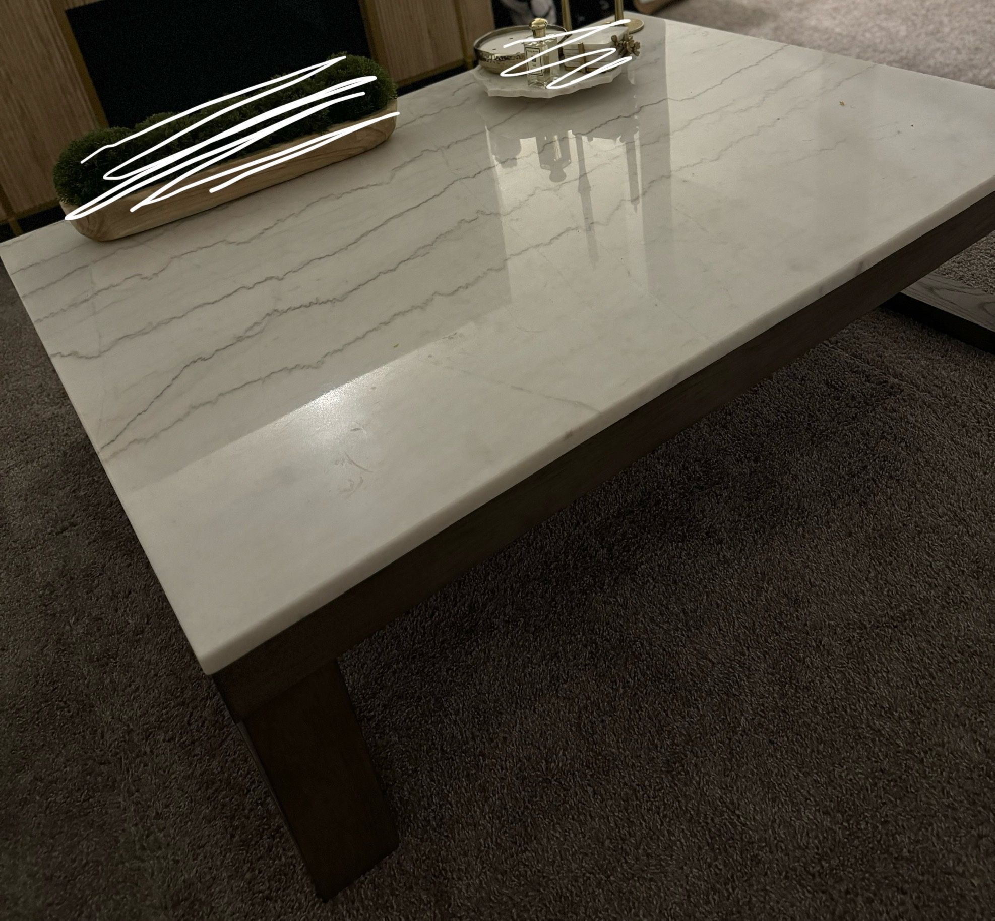 Grey Coffee Table Marble Top