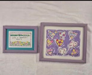 Vintage 1990 Sally Huss Framed Wall Art Set (2 Pieces)