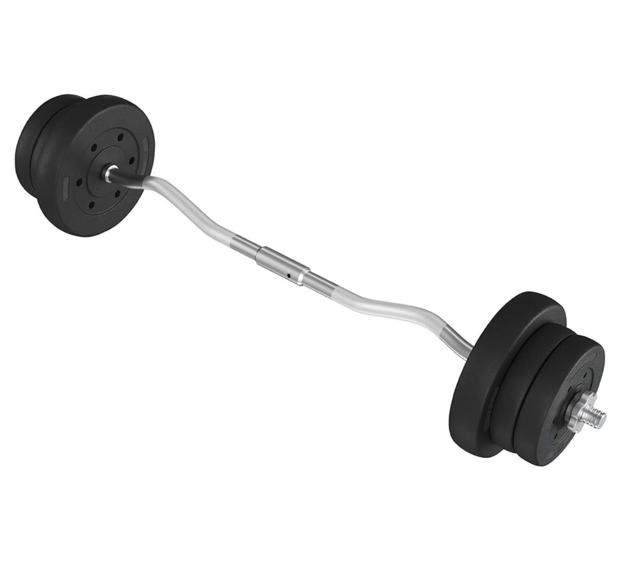Barbell Set - Olympic Curl Bar & Weights 55LB with Chrome Finish & Black Color