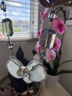 Collar De Orquídea Natural Echa A Mano En Resina