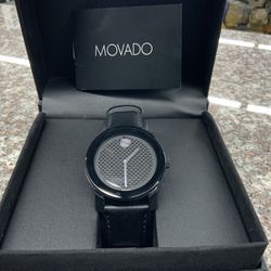 Mens Movado Bold Watch With Black Leather Band 