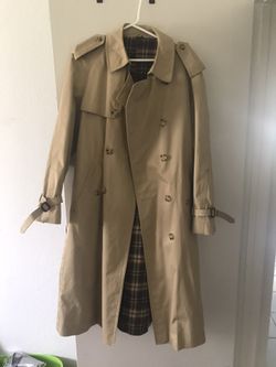 Trench coat made In Poland bought in NYC heading to Lords and Taylor men’s 36 regular worn by a woman