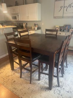 Dark Wood  Dining Table with 6 Chairs
