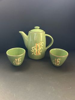 Brand new World Market Green Bamboo Tea Set
