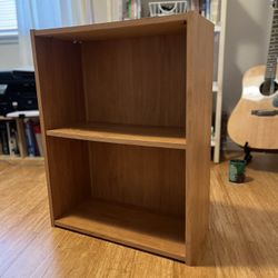 2-Tier Shelf Wood Bookcase Storage Organizer