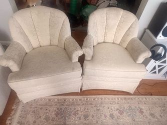 Pair of Cream Gliding Rocking Chairs