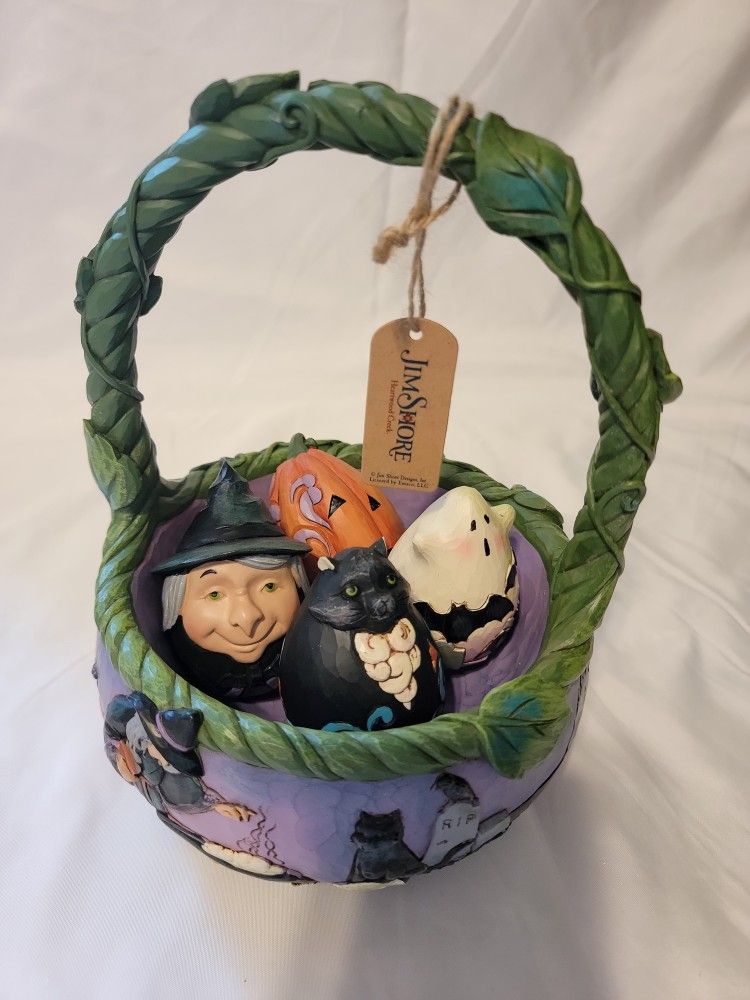 JIM SHORE Heartwood Creek Halloween Basket With Minis