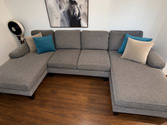 Gray Fabric U-Shape Sectional Sofa