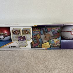 Costco Pokemon Collector 3-Pack: Eevee Treasure Chest + 2 Poke Ball Tins 