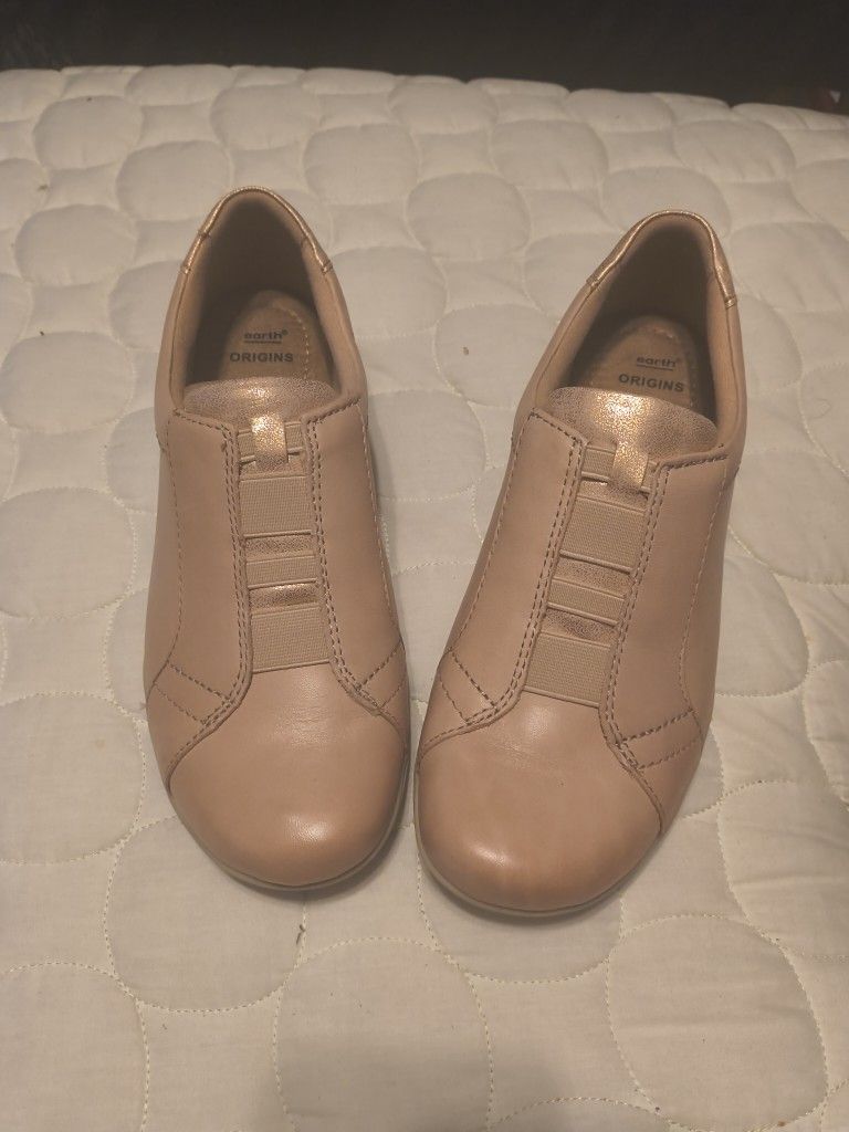 Earth Dusty Pink Leather Slip-On Comfort Shoes Rapid Toma Sz 9M
