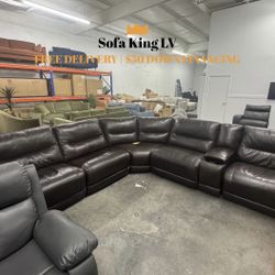Free Delivery* Like New Brown Leather Sectional Sofa!