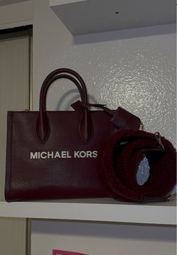 Michael Kors Burgundy Pebbled Leather Tote Bag