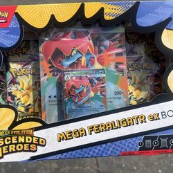 Ascended Heroes ex box and 2 ascended heroes tins