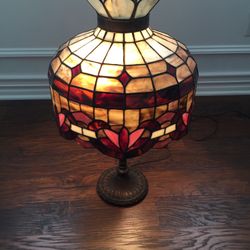 Stain Glass Lamp And Brass Base